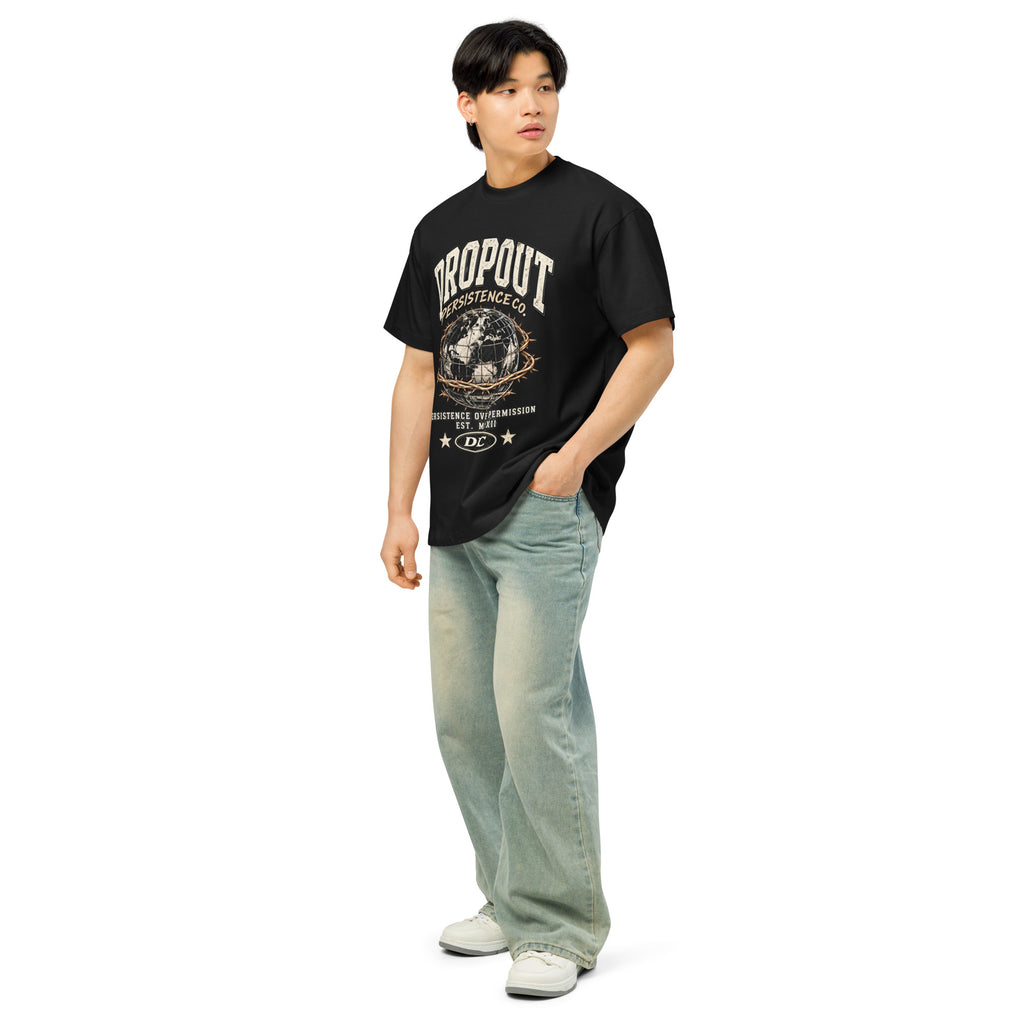 Black DPC Persistence Co. heavyweight oversized tee - left-front angle