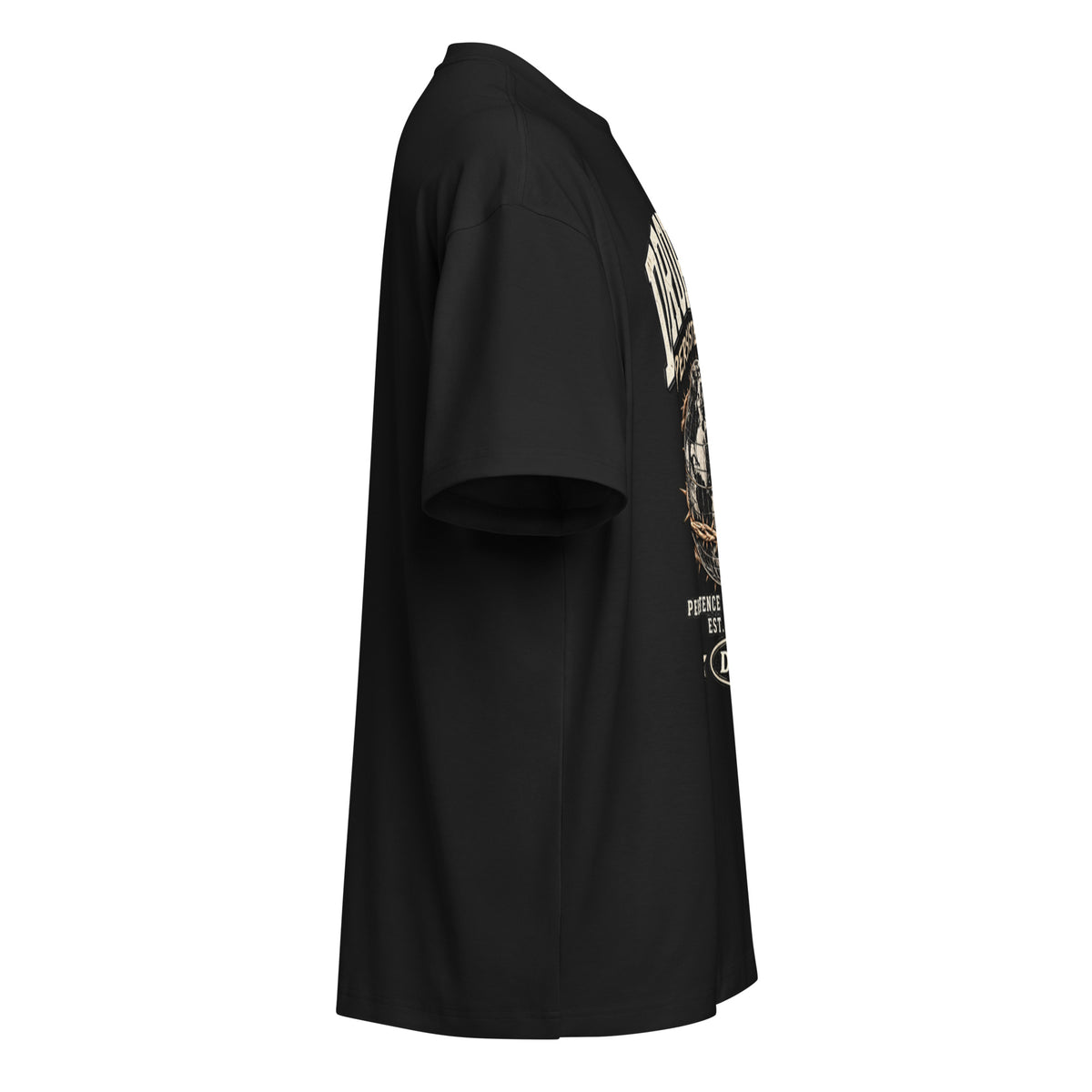 Black DPC Persistence Co. heavyweight oversized tee - right side view