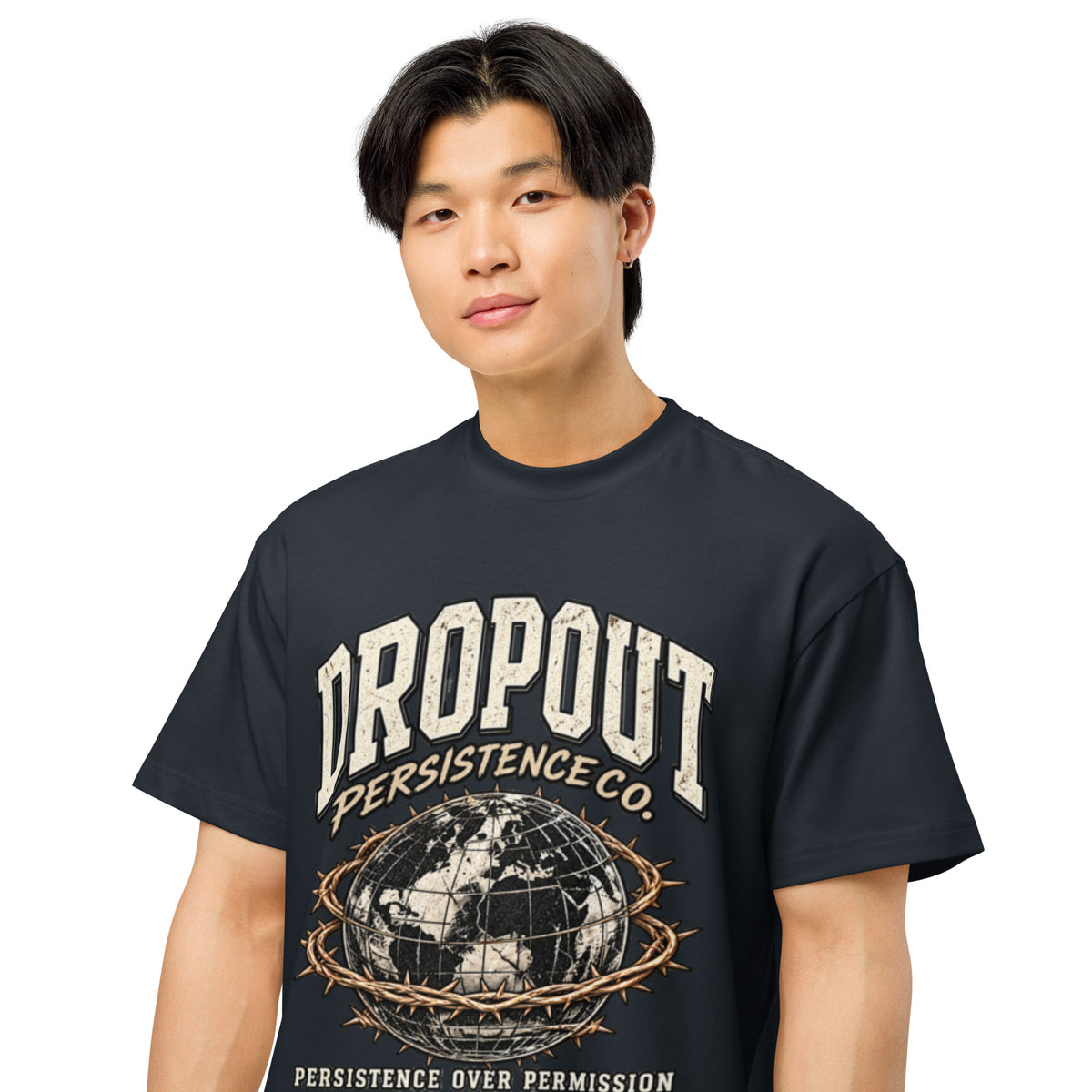 Navy Blazer DPC Persistence Co. heavyweight oversized tee - alternate front view