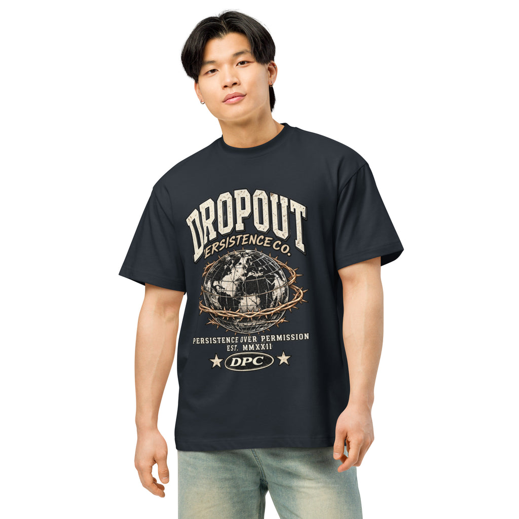 Navy Blazer DPC Persistence Co. heavyweight oversized tee - front detail view
