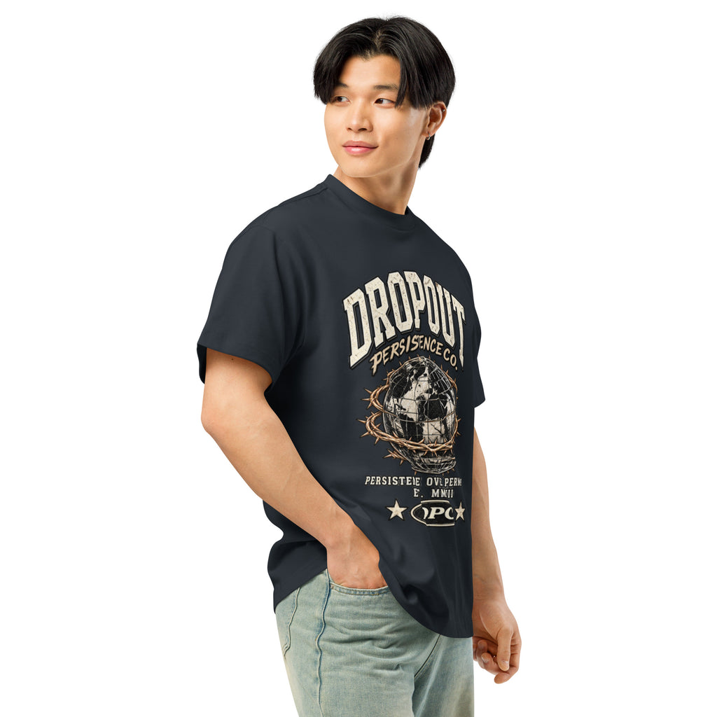 Navy Blazer DPC Persistence Co. heavyweight oversized tee - right-front angle