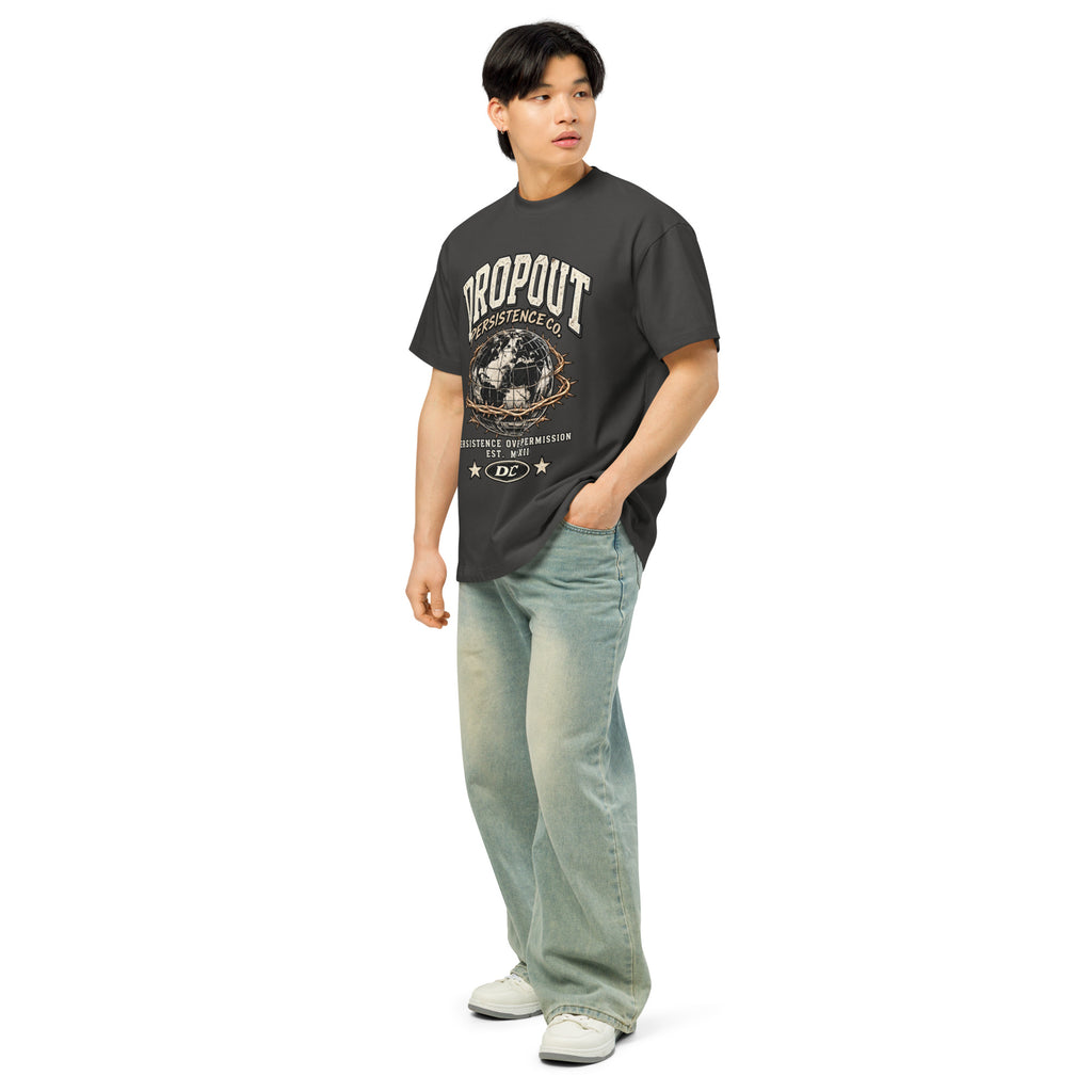 Vintage Black DPC Persistence Co. heavyweight oversized tee - left-front angle