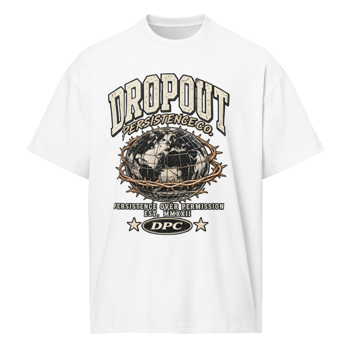 White DPC Persistence Co. heavyweight oversized tee - front view
