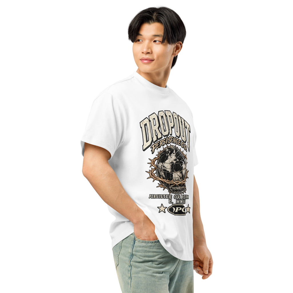 White DPC Persistence Co. heavyweight oversized tee - right-front angle