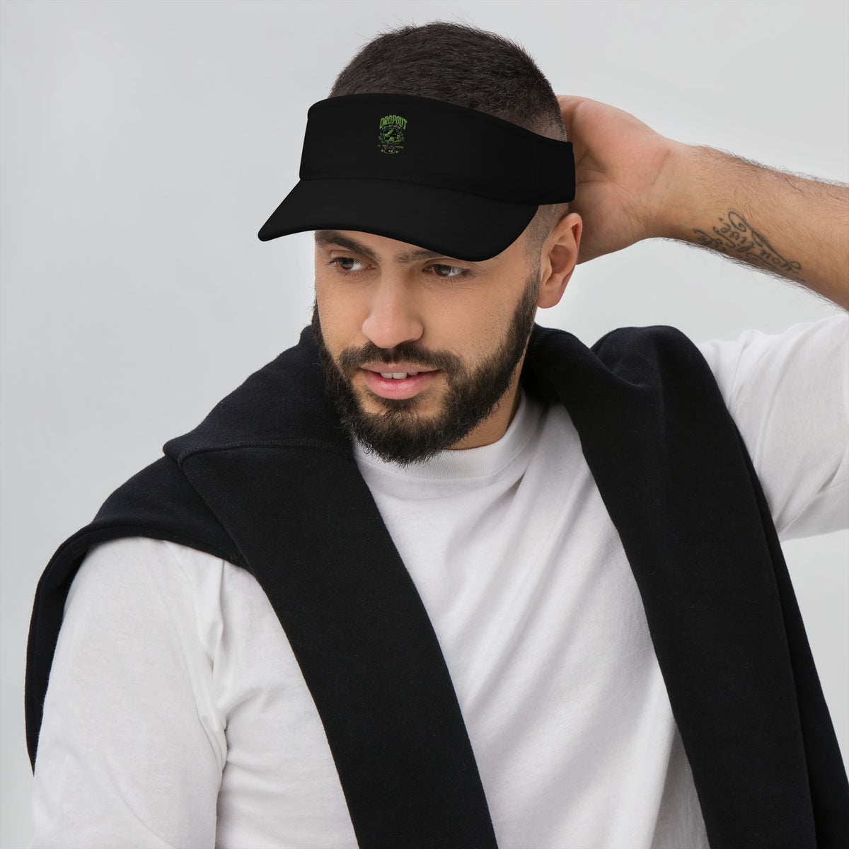 Black DPC Persistence Co. low-profile visor - front detail view